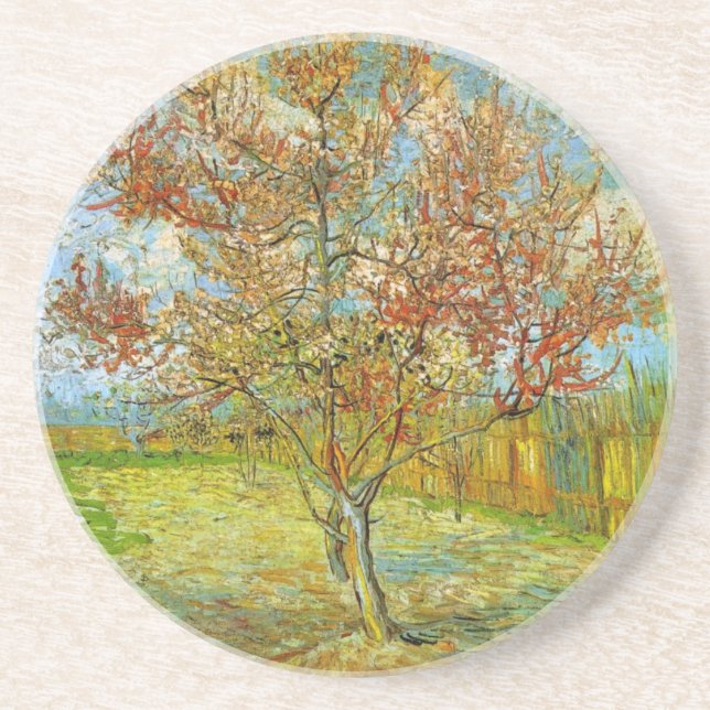 Pink Peach Tree in Blossom  by Vincent van Gogh Coaster (Front)