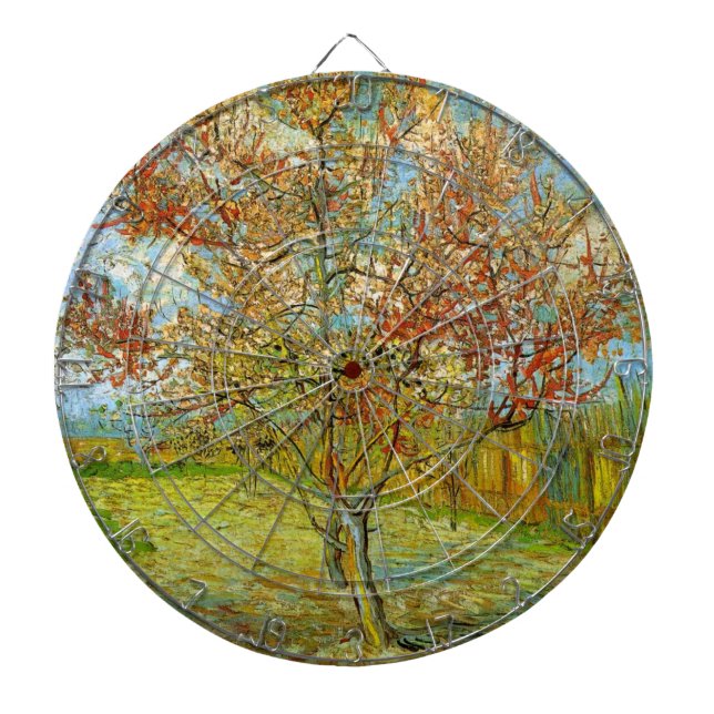 Pink Peach Tree in Blossom by Vincent van Gogh Dartboard (Front)