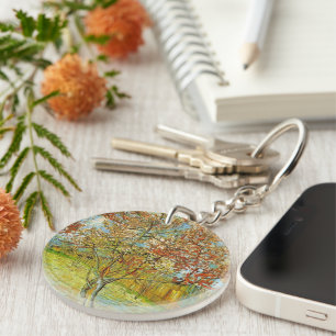 Pink Peach Tree in Blossom by Vincent van Gogh Keychain