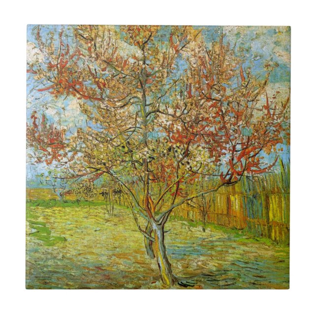 Pink Peach Tree in Blossom by Vincent van Gogh Tile (Front)