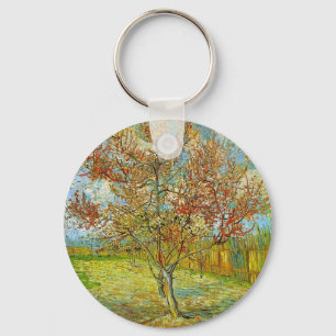 Pink Peach Tree in Blossom Reminiscence of Mauve Keychain