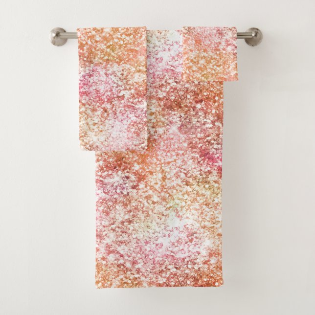 Pink Peach Unicorn Glitter Bath Towel Set (Insitu)