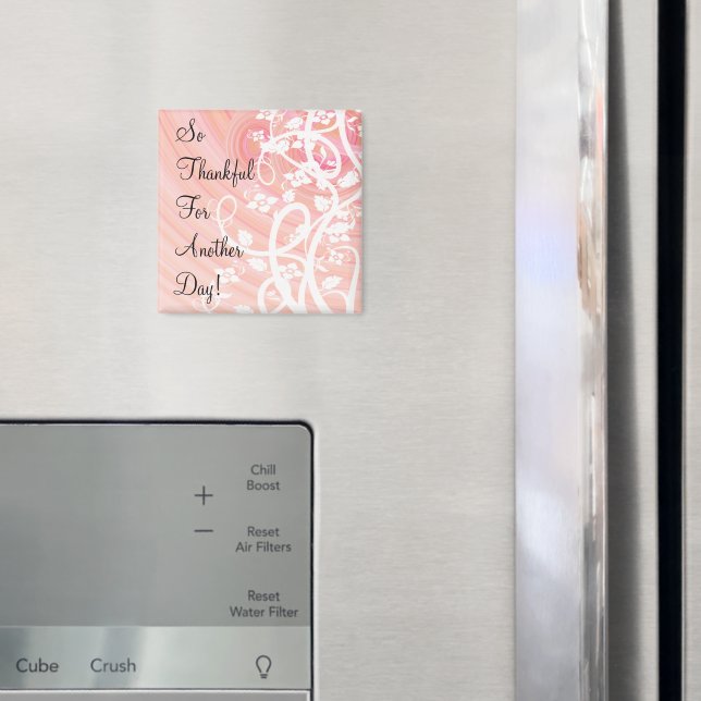 Pink Peach Vines Floral Inspiration Custom Magnet (In Situ (Fridge))