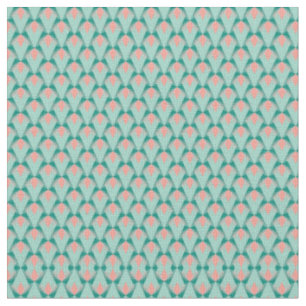 Pink Peach Yukka And Green Art Deco Pattern Fabric