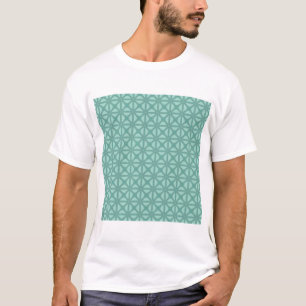 Pink Peach Yukka And Green Lattice Tile Pattern T-Shirt