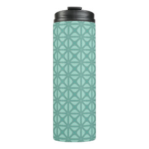 Pink Peach Yukka And Green Lattice Tile Pattern Thermal Tumbler