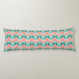 Pink Peach Yukka And Green ZigZag Pattern Body Pillow