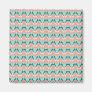 Pink Peach Yukka And Green ZigZag Pattern Magnet