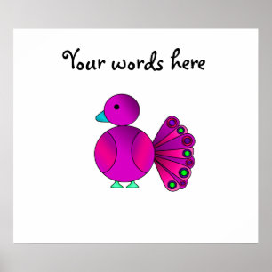 Pink peacock cute poster