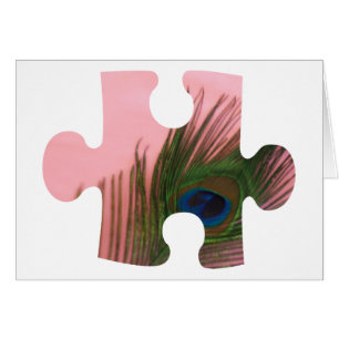 Pink Peacock Feather Puzzle Piece