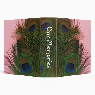 Pink Peacock Feathers Binder