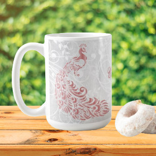 Pink Peacock Personalized Coffee Mug