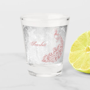 Pink Peacock Personalized Shot Glass