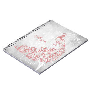 Pink Peacock Personalized Spiral Notebook