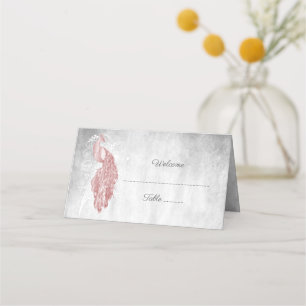 Pink Peacock Reception Place Card