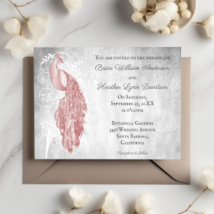 Pink Peacock Wedding Invitation