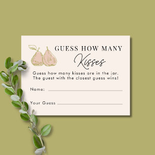 Pink Pear Guess How Many Kisses Bridal Shower Game Enclosure Card