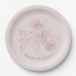 Pink Pearl Botanical Paper Plate