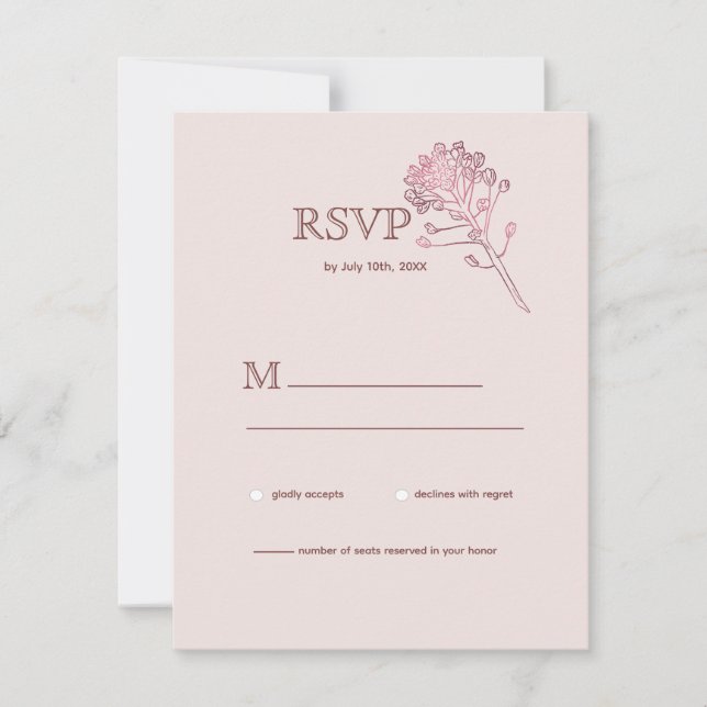 Pink Pearl Botanical RSVP Card (Front)
