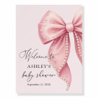 Pink Pearl Bow Girl Baby Shower Welcome 