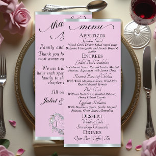 Pink Pearl/Silver - Monogram & Thank You Menu