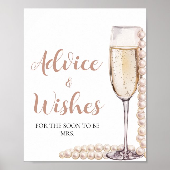 Pink Pearls and Prosecco Advice and Wishes Sign   (Front)