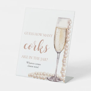 Pink Pearls and Prosecco Guess How Many Corks Game Pedestal Sign