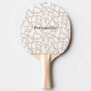 Pink Pearls Gold Chain Ping Pong Paddle
