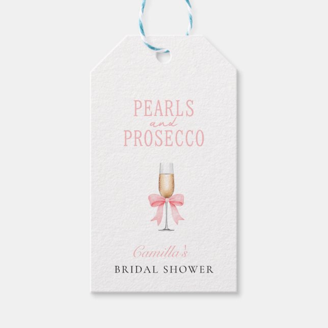 Pink Pearls & Prosecco Bridal Shower   Gift Tags (Front)