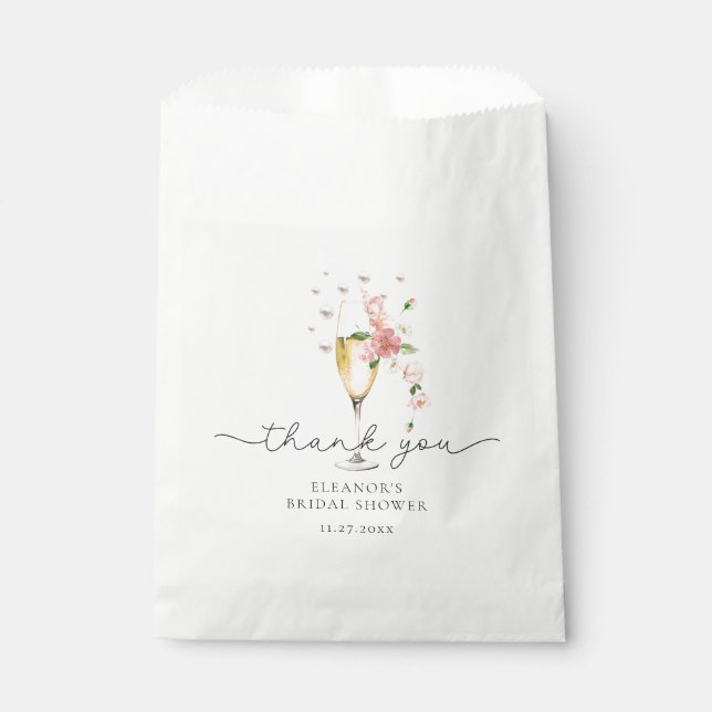 Pink Pearls & Prosecco Bridal Shower Thank You Favour Bag (Front)
