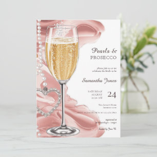Pink Pearls & Prosecco Brunch Bubbly Bridal Shower Invitation
