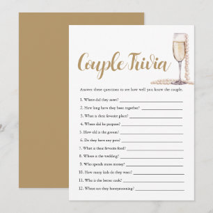 Pink Pearls & Prosecco Couple Trivia Bridal Game  Invitation