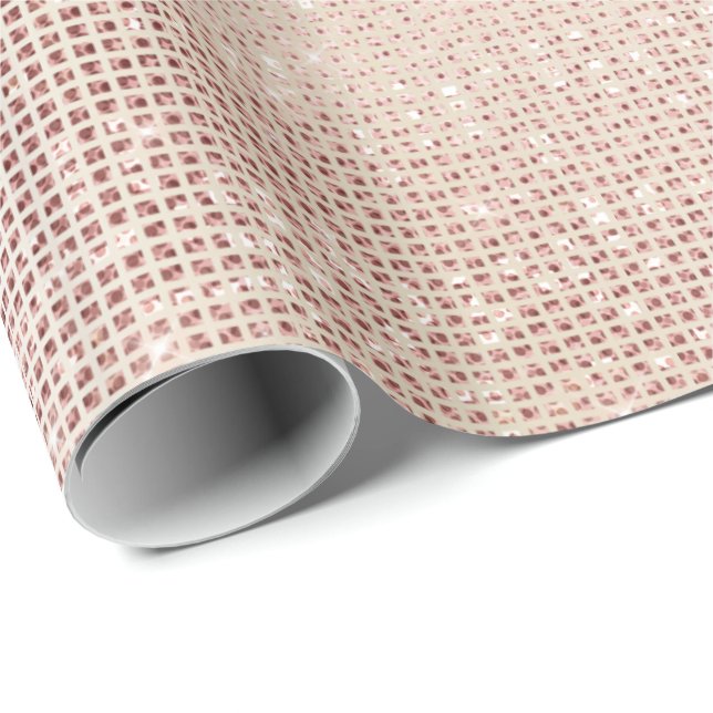 Pink Pearly Faux Ivory Sparkly Grill Metallic Wrapping Paper (Roll Corner)