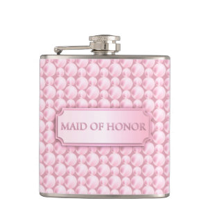Pink Pearly Maid of Honour Wedding Flask