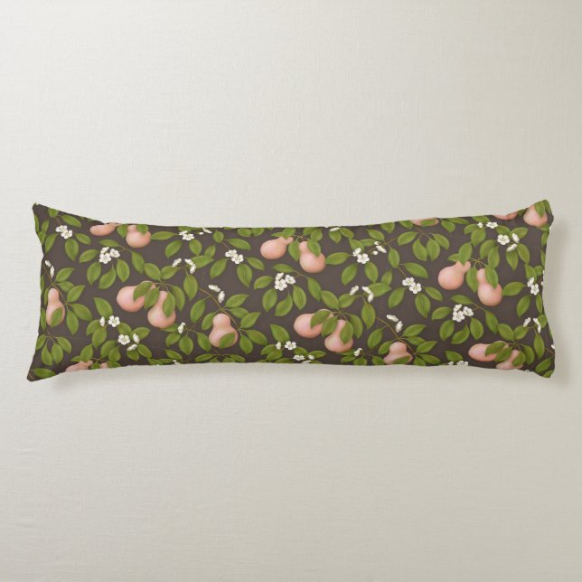 Pink Pears (dark brown) Body Pillow (Front)
