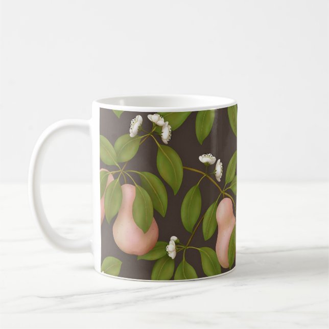 Pink Pears (dark brown) Coffee Mug (Left)