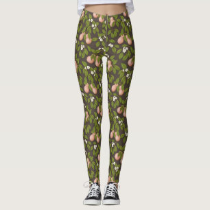 Pink Pears (dark brown) Leggings