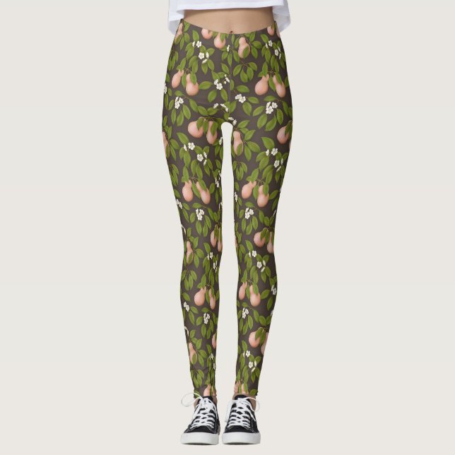 Pink Pears (dark brown) Leggings (Front)