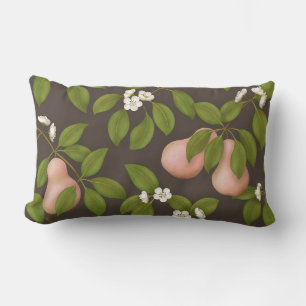 Pink Pears (dark brown) Lumbar Pillow