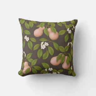 Pink Pears (dark brown) Throw Pillow