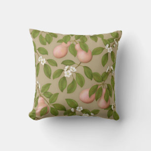Pink Pears (light brown) Throw Pillow