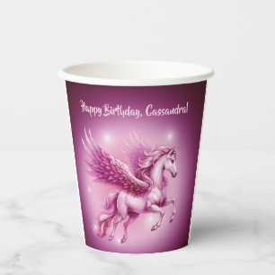 Pink Pegasus "Happy Birthday" Paper Cups