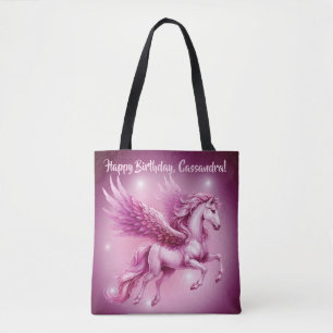 Pink Pegasus "Happy Birthday" Tote Bag