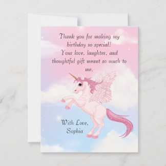 Pink Pegasus Unicorn Thank You Card