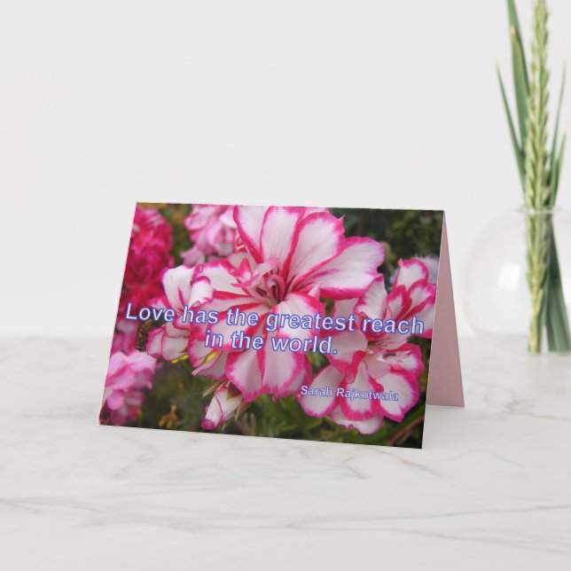 Pink Pelargonium Love has the Greatest floral Card (Front)