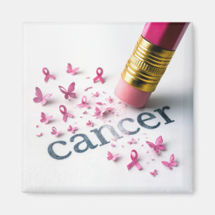 Pink Pencil Erasing Cancer Text Magnet