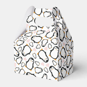 Pink Penguin Baby Shower Favor Box