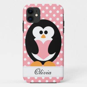 Pink Penguin Love iPhone 11 Case