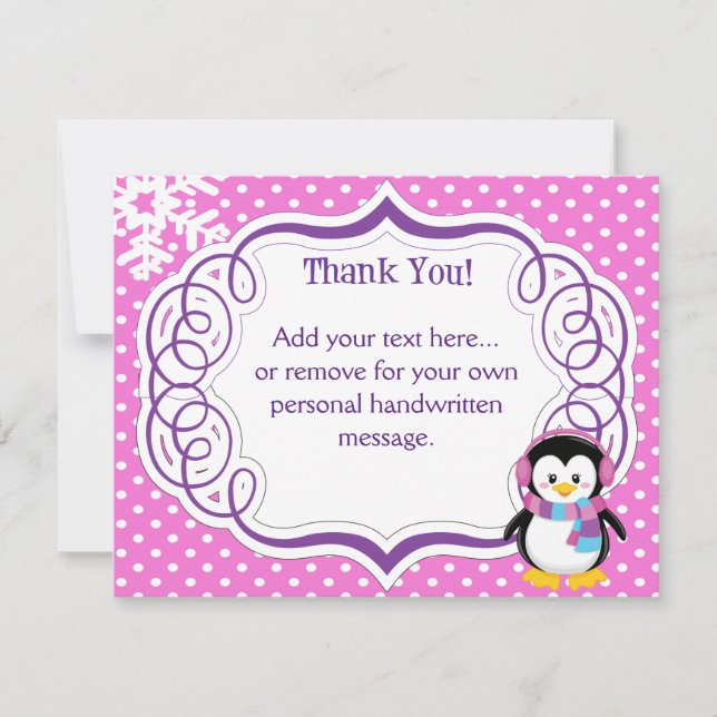 Pink Penguin Thank You Card (Front)