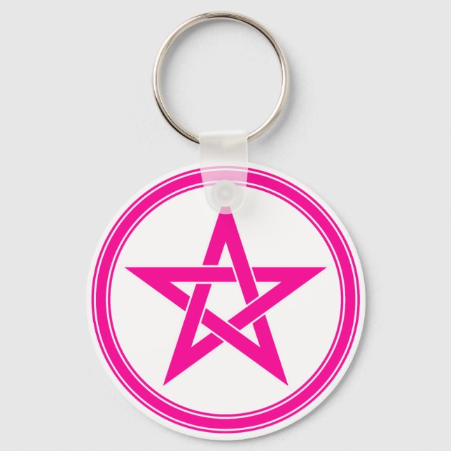 pink pentacle keychain (Front)